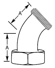 45º Asiento Bisel Roscado x Asiento Bisel Liso con Tuerca Hexagonal Codo