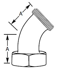 45º Threaded Bevel Seat x Plain Bevel Seat with Hex Nut Elbow