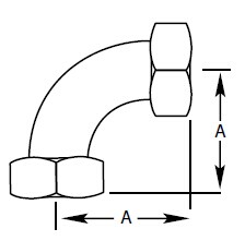 Assento biselado simples de 90º x Assento biselado simples com cotovelo de porca sextavada