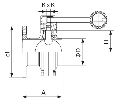 DIN Flanged x threaded Butterfly Valve