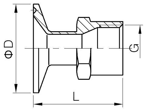 Sanitary Hose Thread Adapters - one end clamp one end male